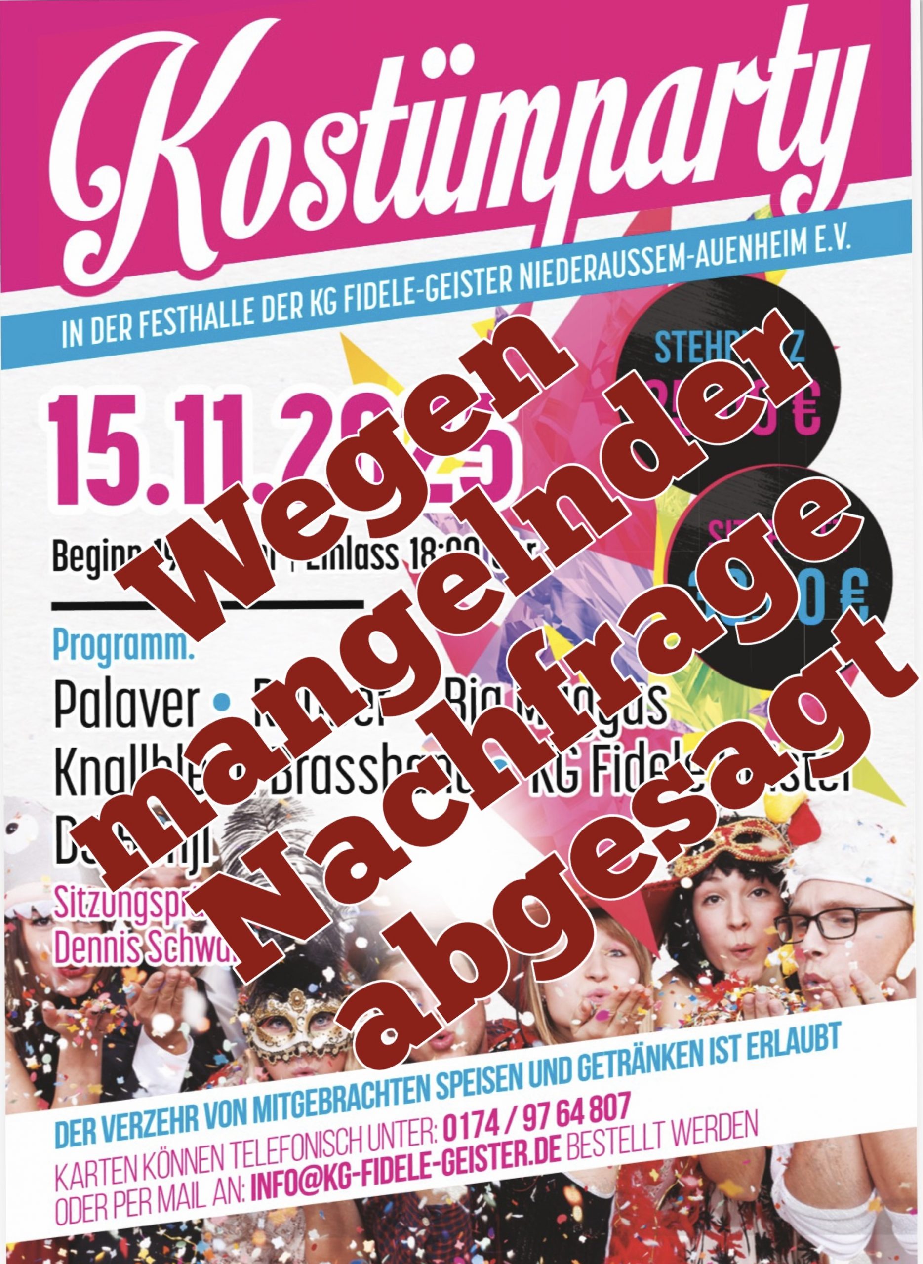 Absage Kostümsitzung Absage Kostümsitzung